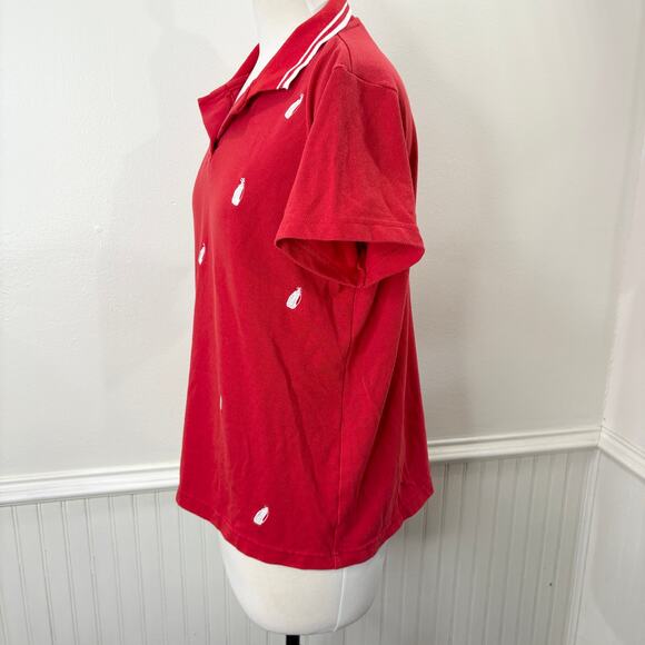 Allyson Whitmore Size M Vintage AW Golf Polo Embroidered Clubs Bag Red White - Picture 8 of 12